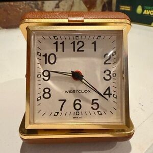 Westclox Gold and Brown Travel Alarm Clock